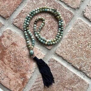 Amazonite Beads Yoga Mala Necklace 36”